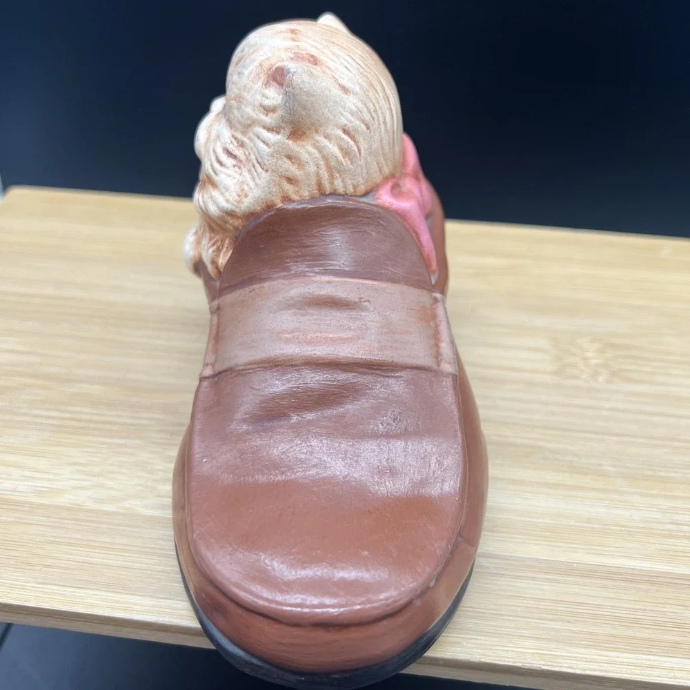 1977 Vintage Albertas Molds Ceramic White Cat in a Shoe in Chalk Ware Signed - Picture 4 of 11